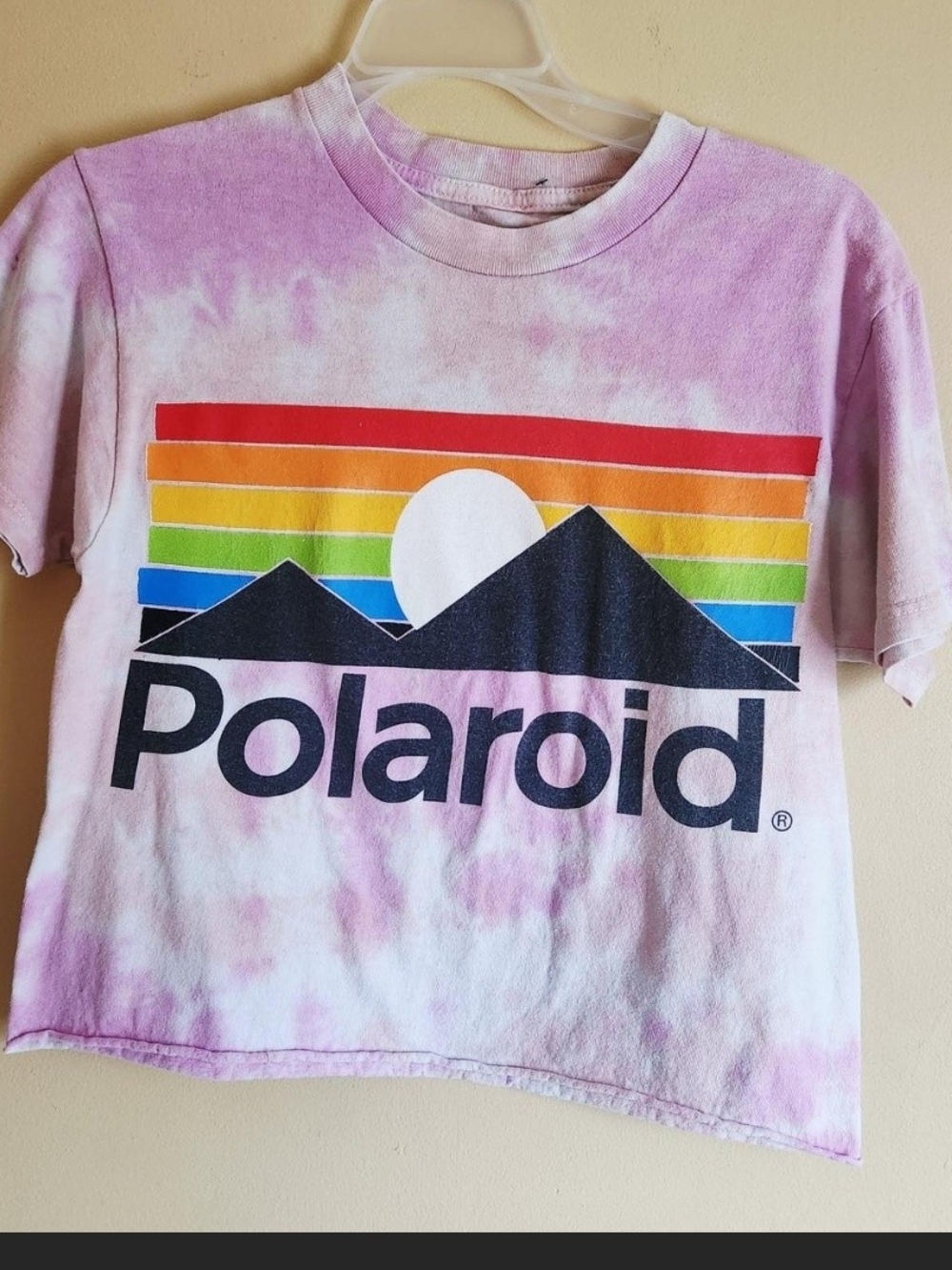 Polaroid Pink Tie-Dye Tee with Rainbow Graphic